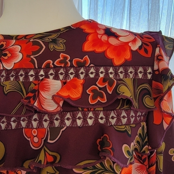 Euc LOFT Floral Sheer Blouse Size Small - Picture 2 of 11